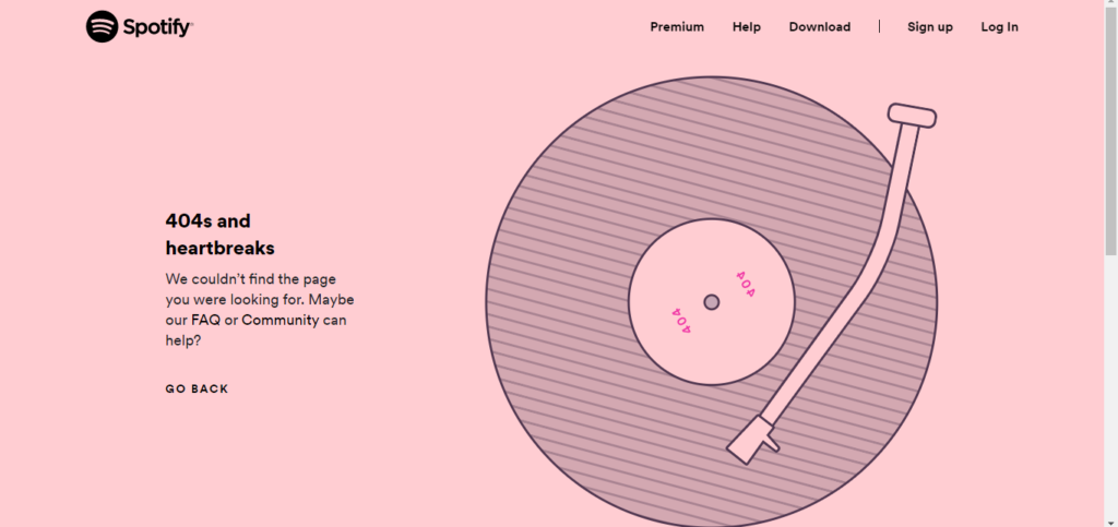 Spotify 404 page 2019