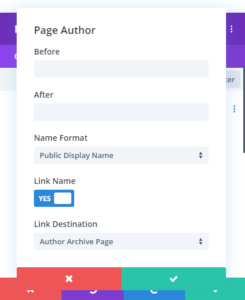 Page author link name in Divi