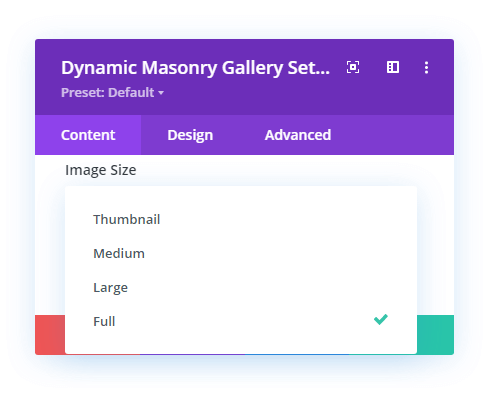 Dynamic masonry gallery module and size options