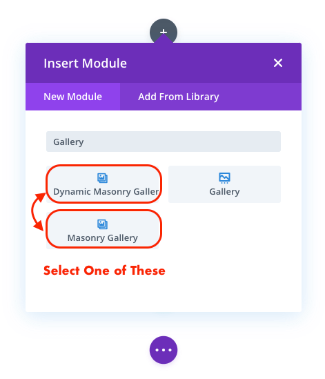 Inserting Divi Masonry Gallery and Dynamic Masonry Gallery module