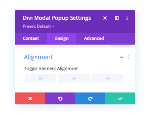 Modal Popup Alignment settings