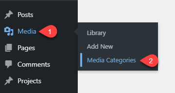 Opening media categories option