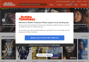 Rotten Tomatoes Ad window