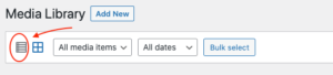 WordPress media library list view