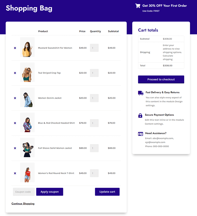 WooCommerce Cart Layout for Divi 9