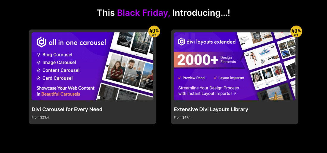 New Products on Divi Extended for Black Friday