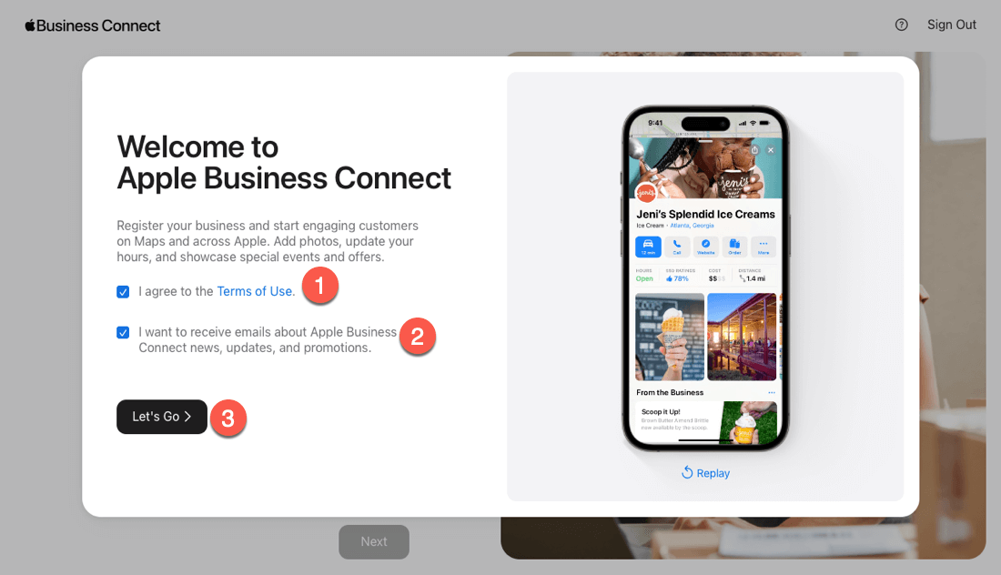 Accepting Apple Business Connect Terms of Use