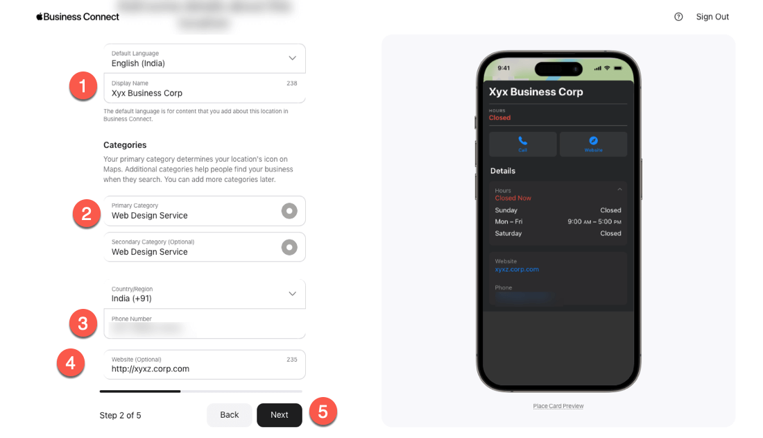 Adding business type for Apple Business Connect
