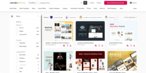 Search and filter options on Envato Elements