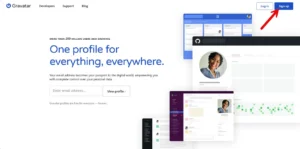 Sign up button on Gravatar official website