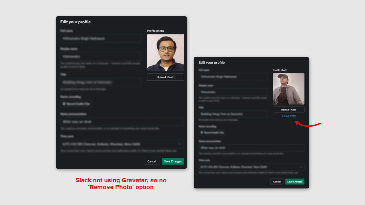 Slack profile using Gravatar