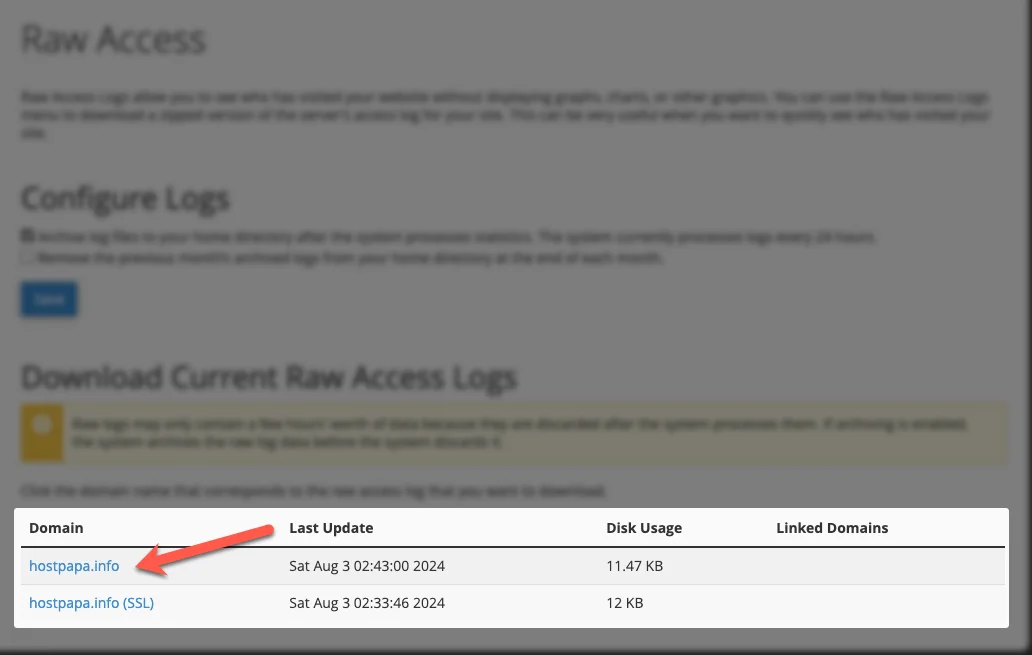 Downloading Access Row Log.