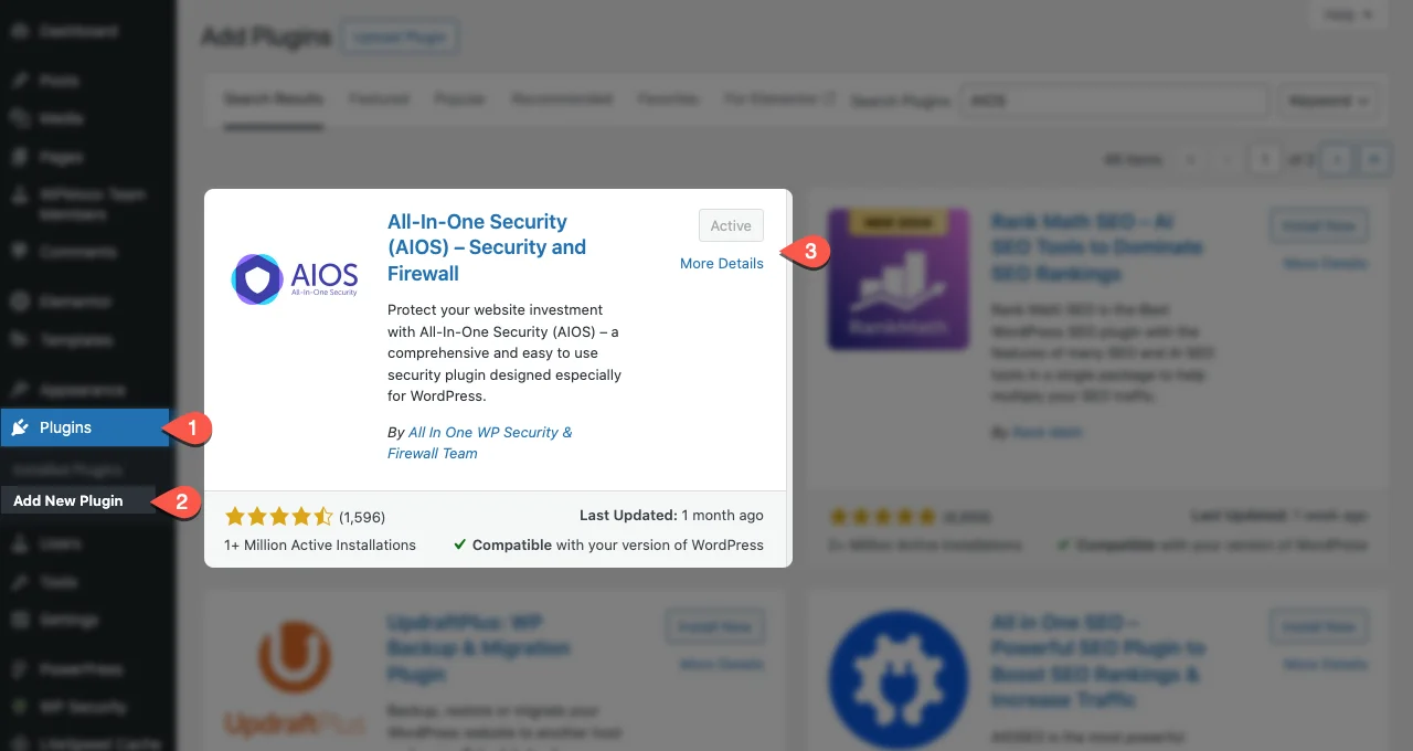 Installing WordPress security plugin to block visitors using IP addresses.