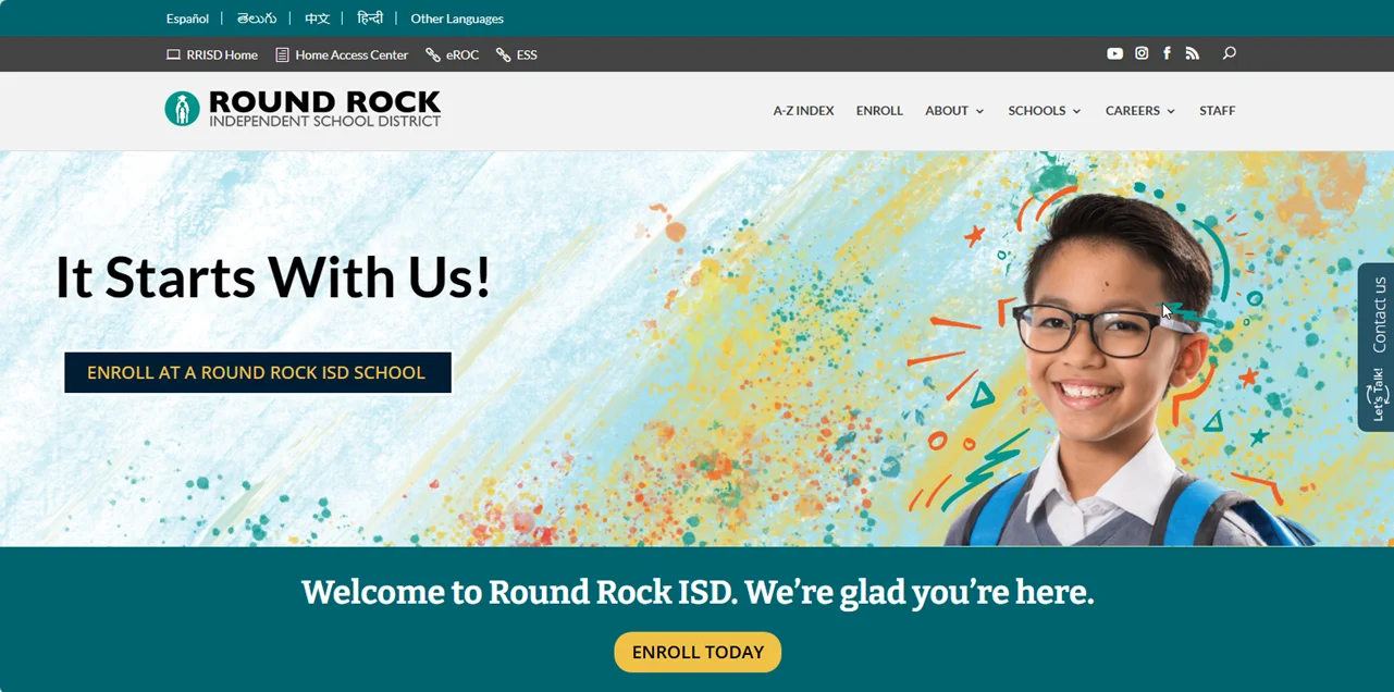 WordPress website example 7 - Round Rock Independent School District