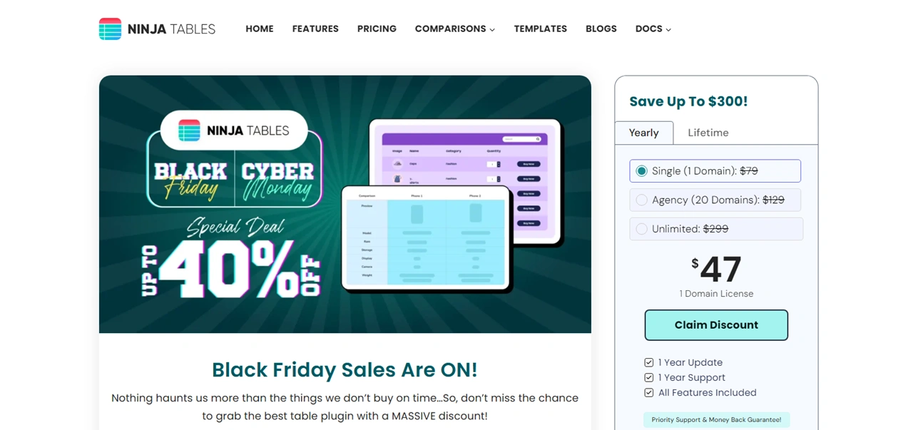 40% Ninja Tables Black Friday and Cyber Monday sale 2024.