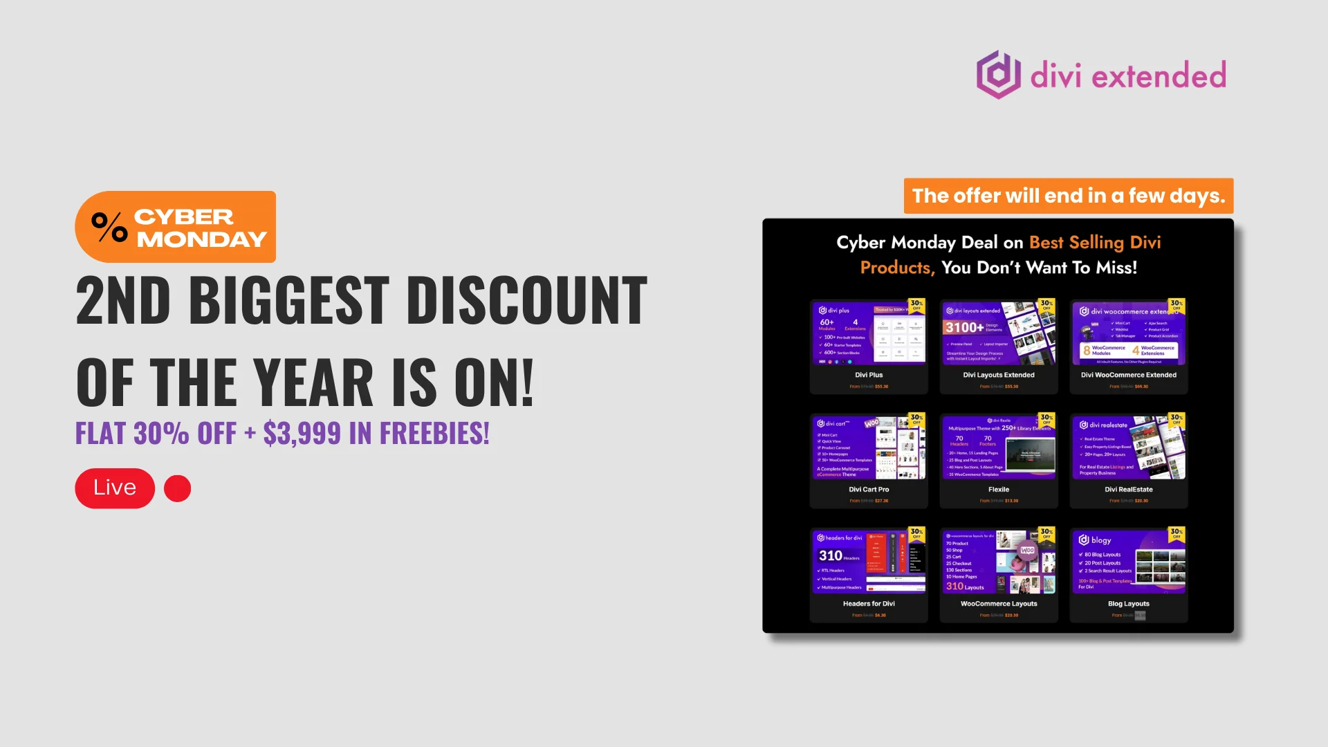 Divi Cyber Monday 2024: Huge Savings! 30% OFF + $3,999 in Freebies (Limited-time Offer)
