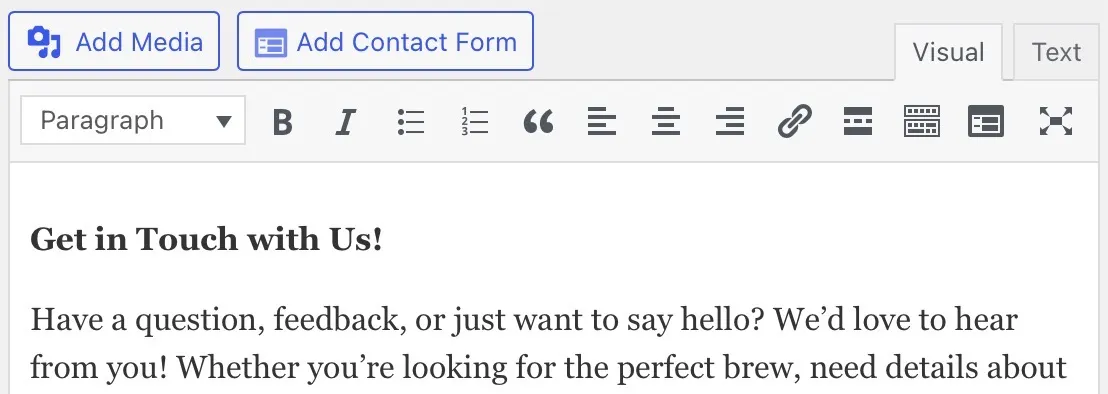 Example of the WordPress Classic Editor UI.