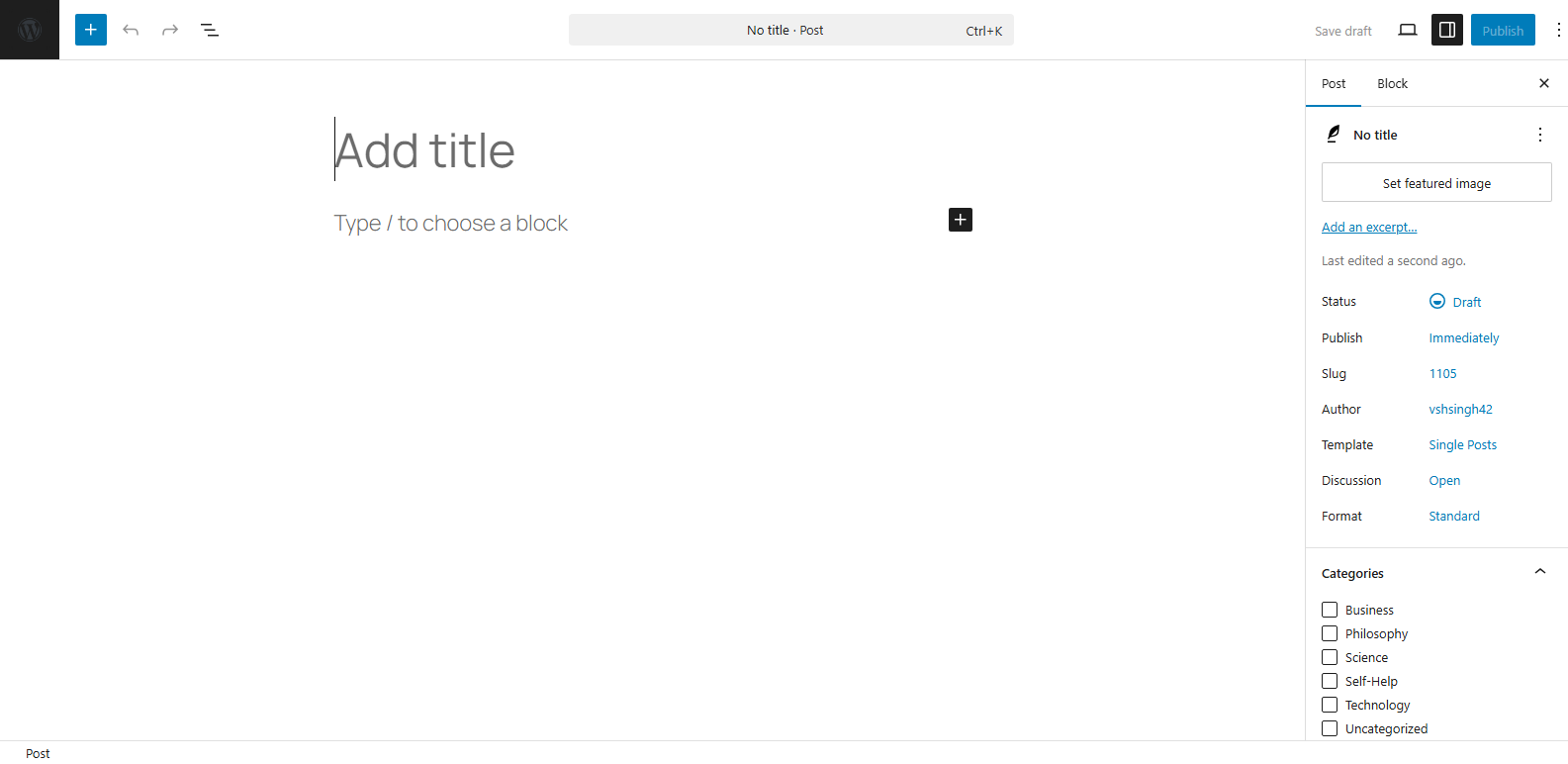 The user interface of the Gutenberg Block editor.