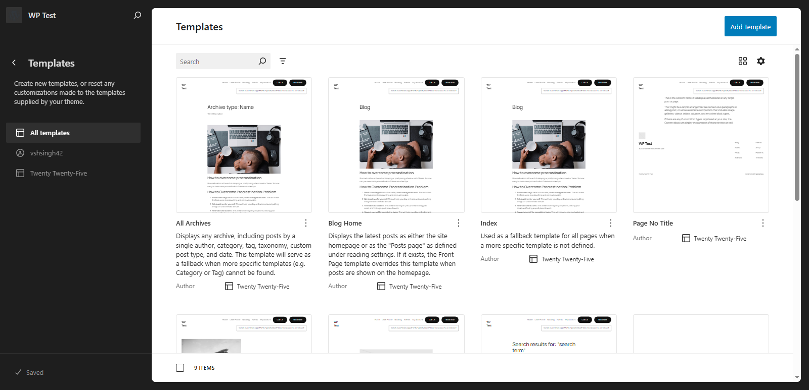 The templates of the Gutenberg Editor.