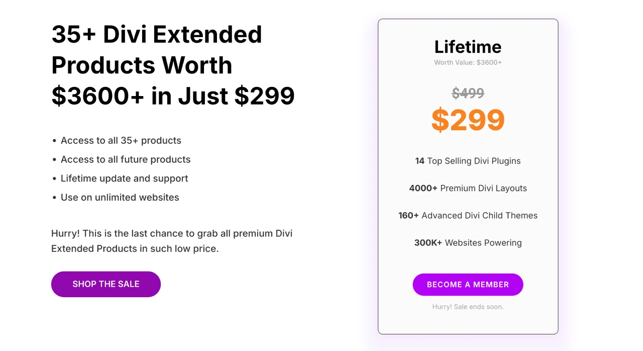 Divi Extended lifetime membership