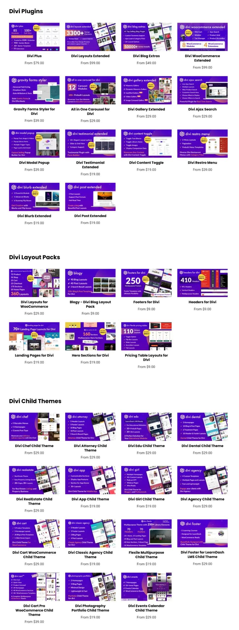 Divi Extended products