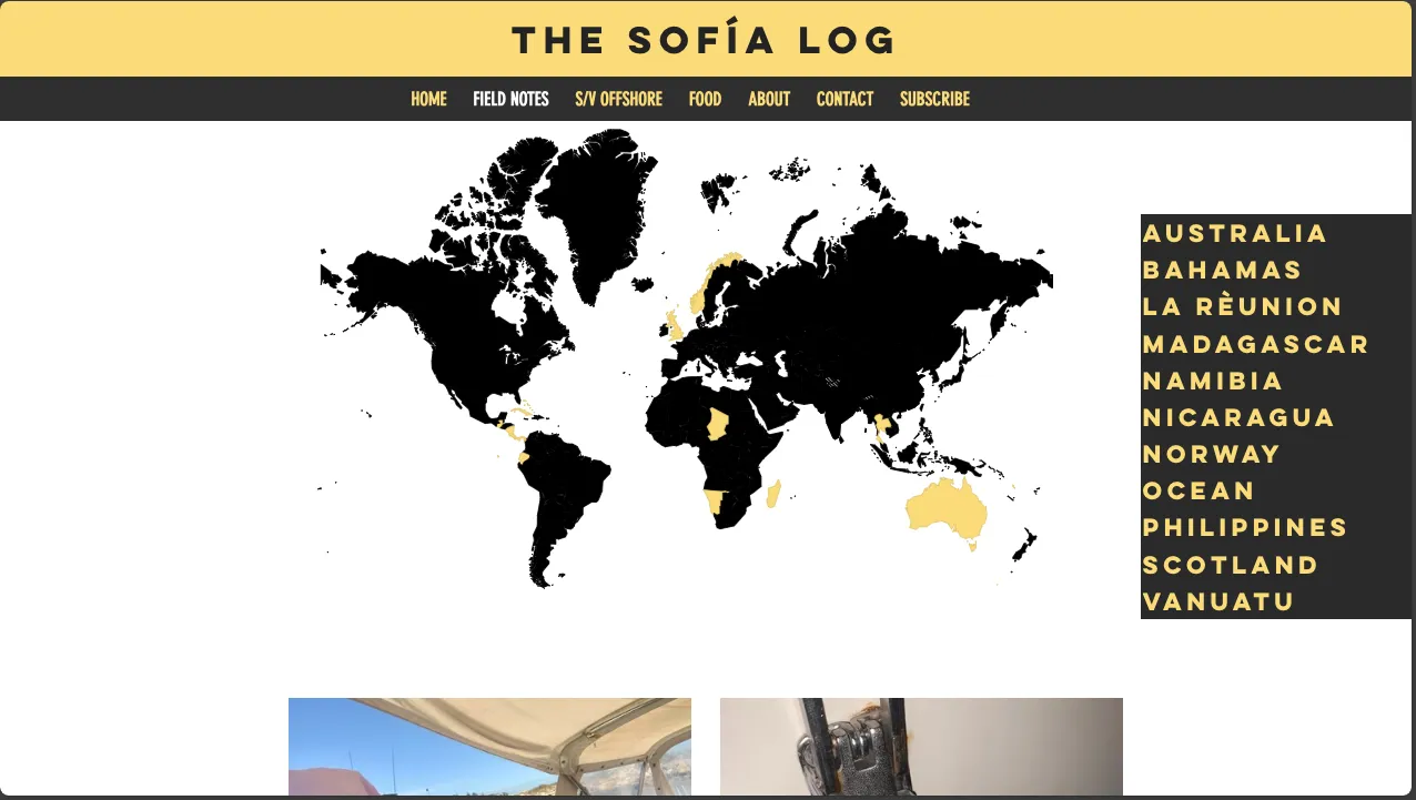 THE SOFÍA LOG homepage for blog example