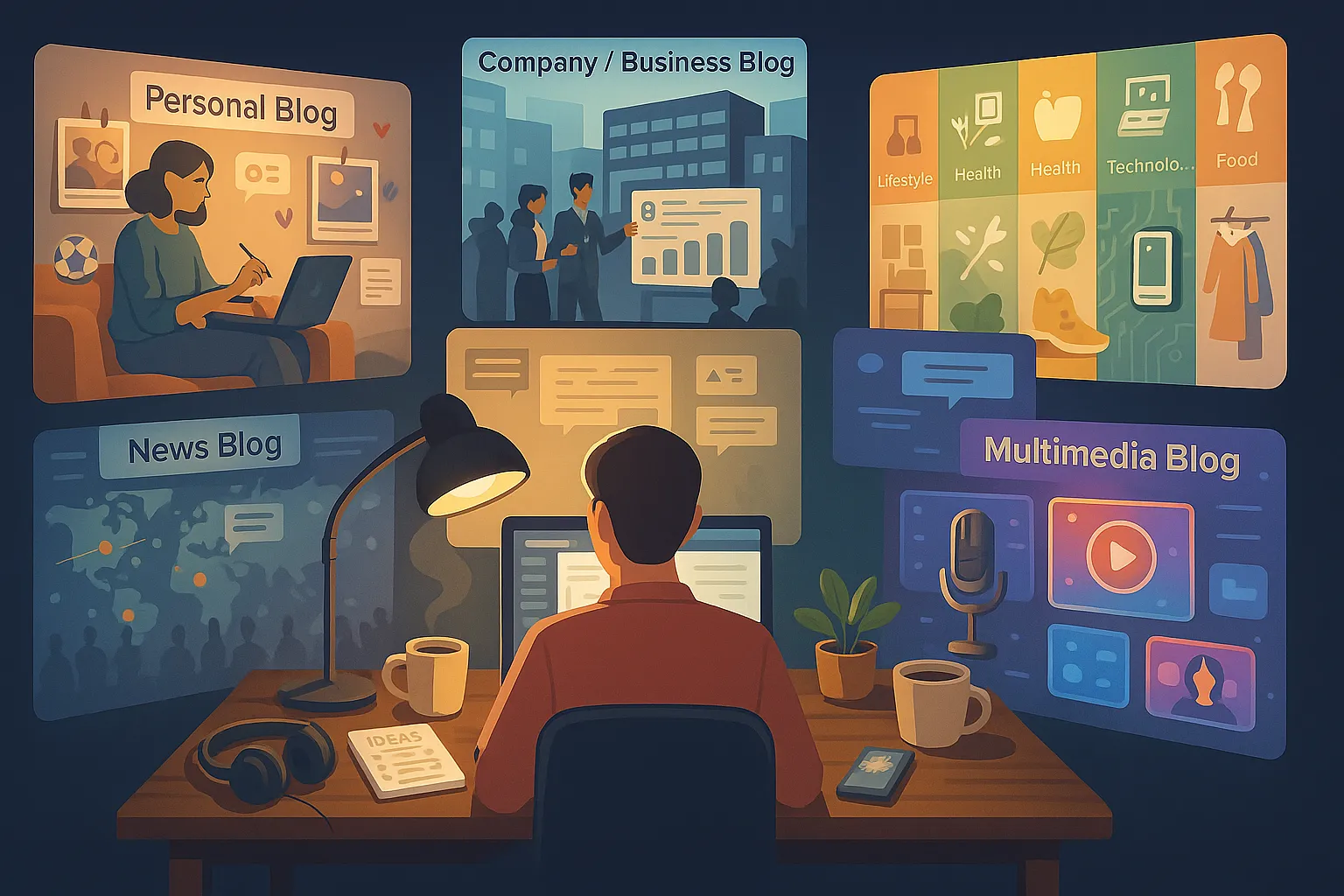 An image showing common types of blogging