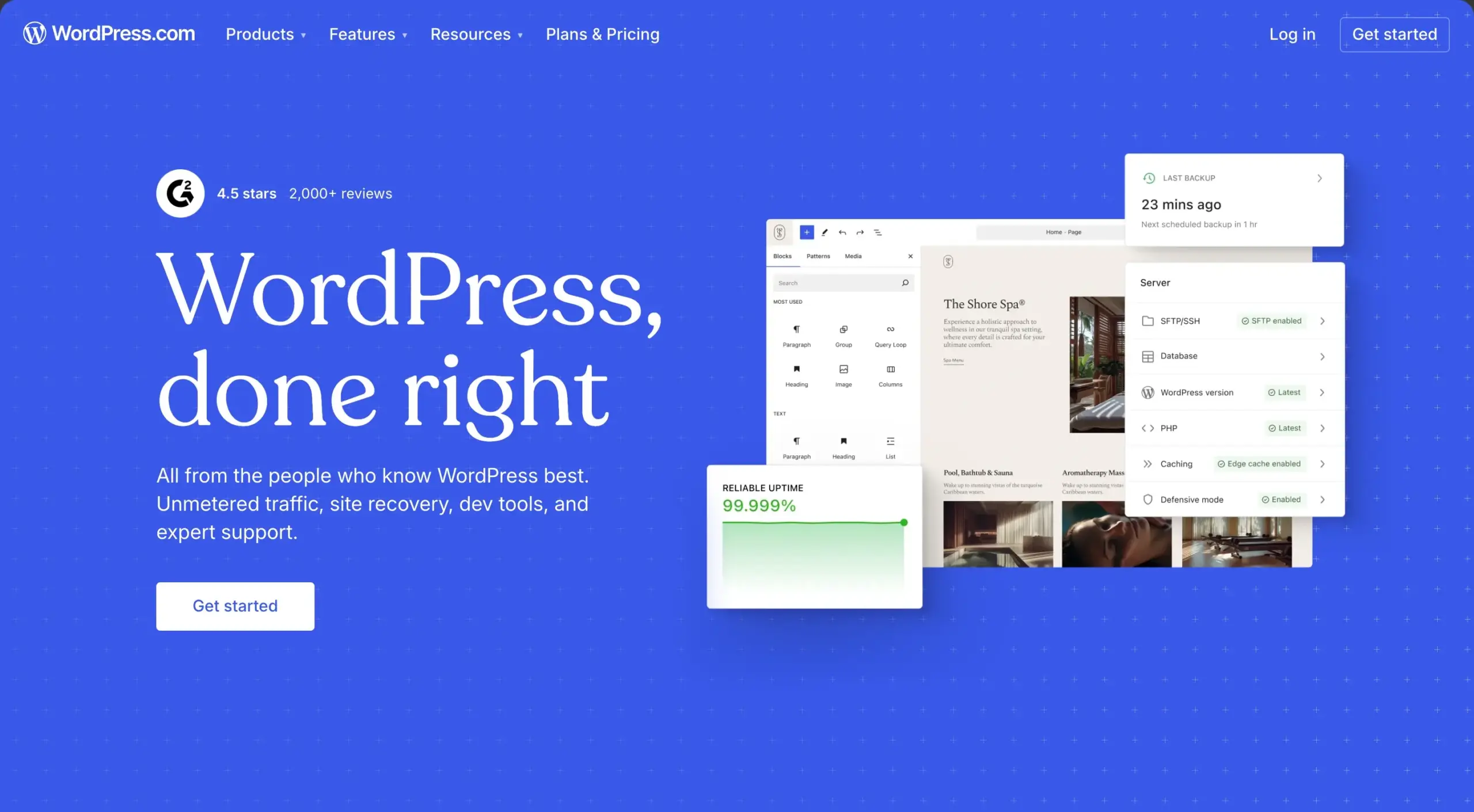 The homepage of the WordPress