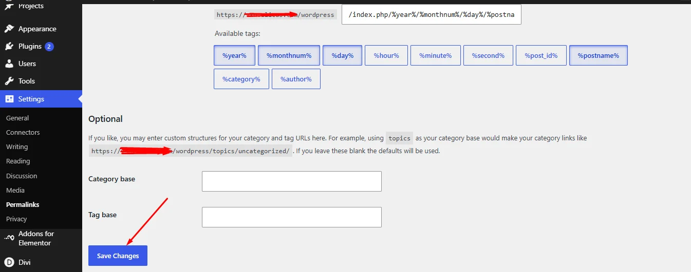 Saving permalinks changes.