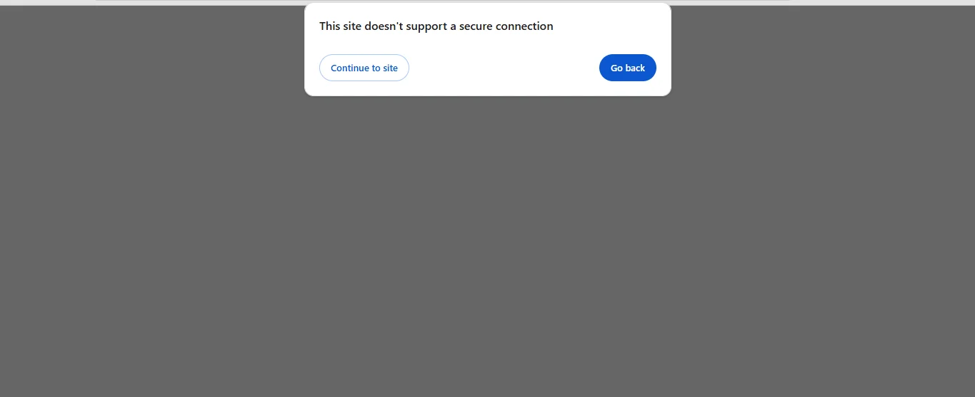 This site doesn't support a secure connection dialog image.