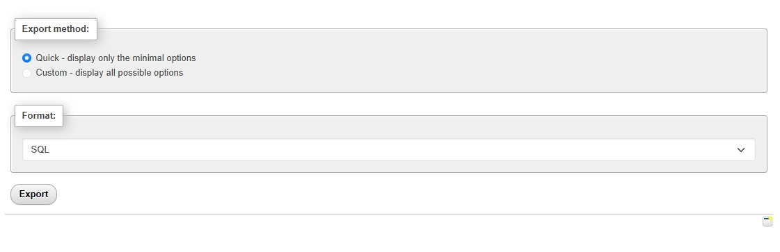 php files export fields for migration.